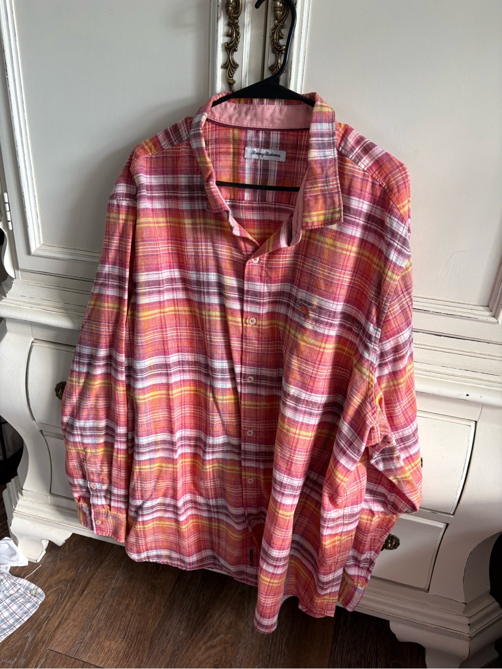 Tommy Bahama Plaid Button-Down Shirt in Pink, Yellow and White 3xlt